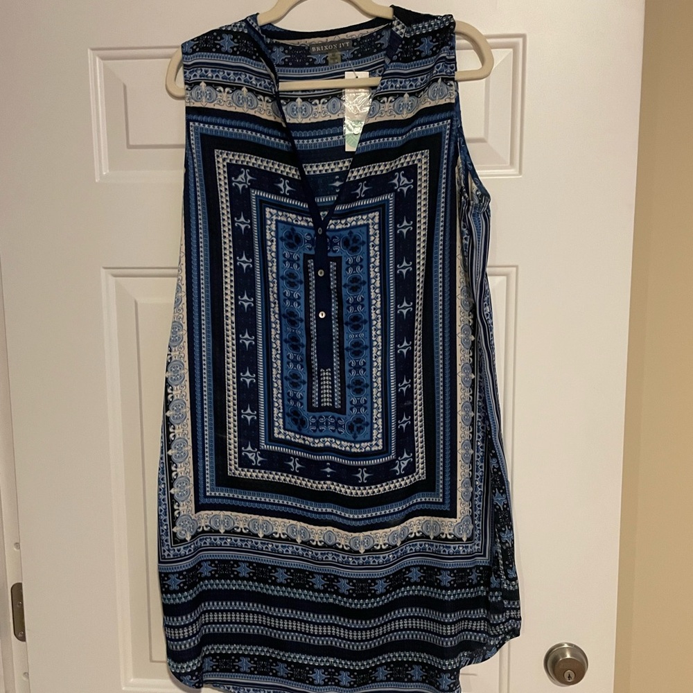 Brixon Ivy Blue and White Mini Dress XL